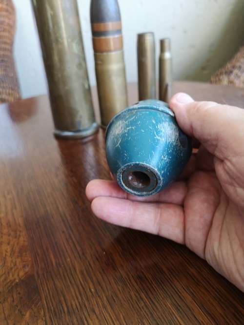 DEACTIVATED MILITARIA SHELLS. AND GRENADE.