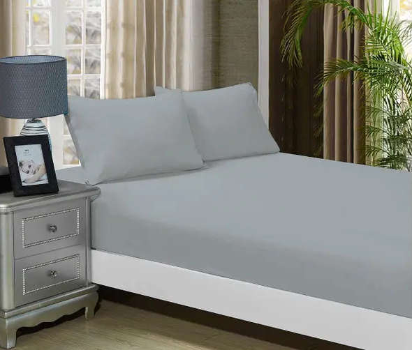 Queen Size Microfibre Fitted Sheet - Light Grey