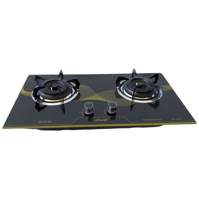 2-Burner Tempered Glass Panel Gas Stove Hob with Auto-Ignition
