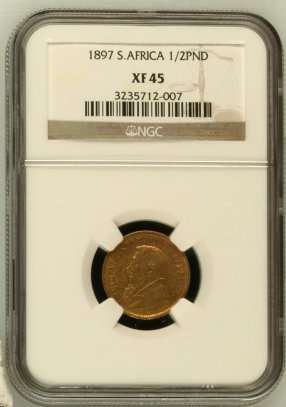 1897 SOUTH AFRICA (ZAR) HALFPOND NGC XF45