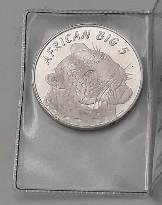 African Big 5, Leopard, Gold Reef City Mint , 1 oz .999 Fine Silver