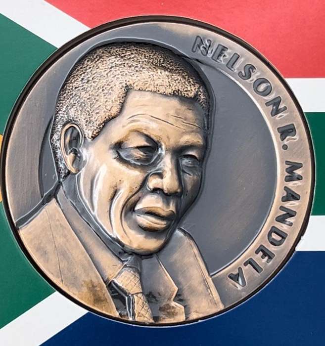 Nelson Mandela Bronze Medallion Inauguration 1994 with Certificates SA Mint