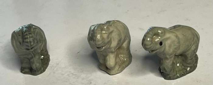 x3 Elephant Figurines, From the Wade Whimsies 1973