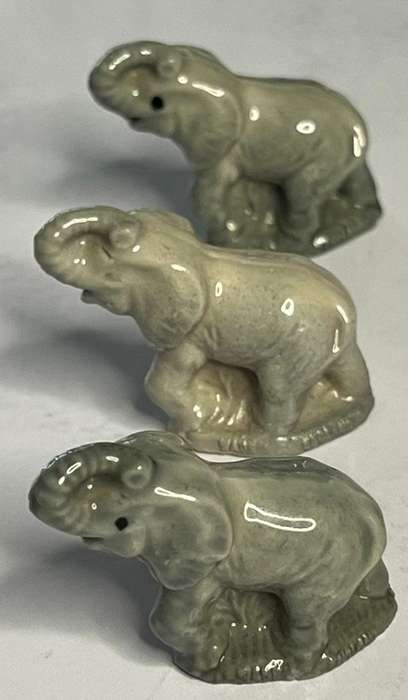 x3 Elephant Figurines, From the Wade Whimsies 1973