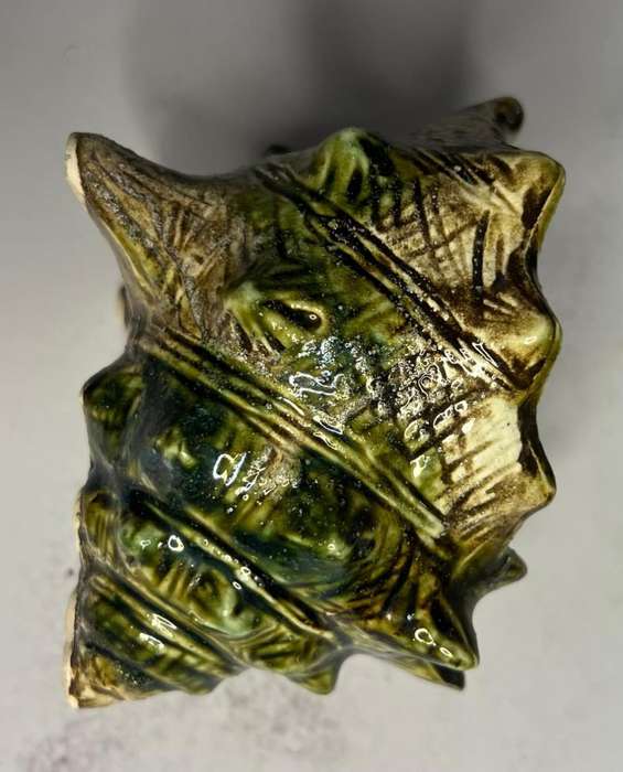 Majolica Style Green & Brown Seashell Conch Shell Japanese Tea Set (Teapot, Sugar bowl and Milk jug)