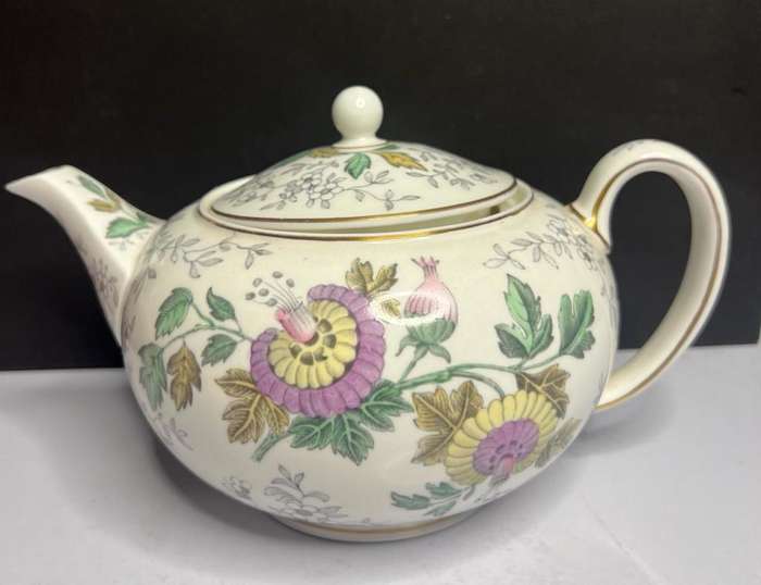 Vintage Wedgwood Bone China England Teapot Floral Gold Trim