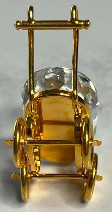 Swarovski Crystal Memories Baby Carriage Pram 18 K Gold Plated