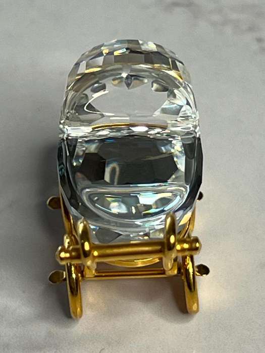 Swarovski Crystal Memories Baby Carriage Pram 18 K Gold Plated