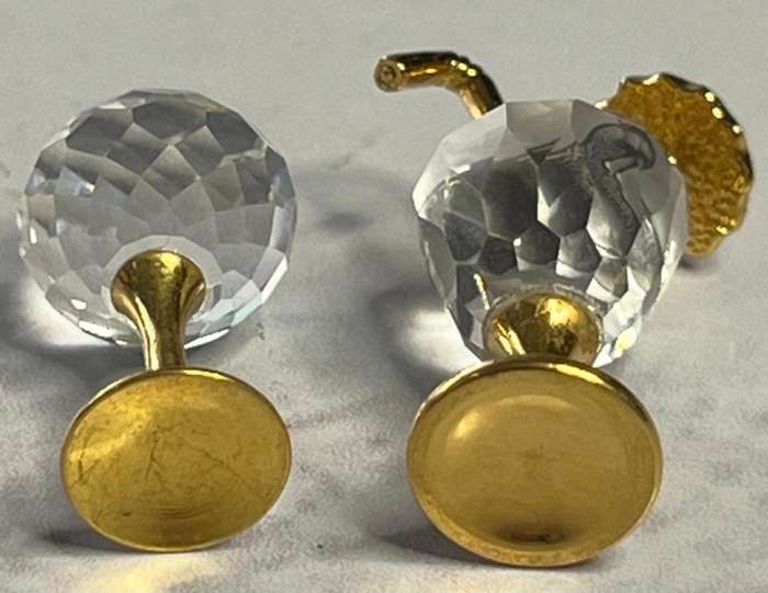 Swarovski Miniature Crystal Cocktail Glass w/ Umbrella & Glass  Gold Trim