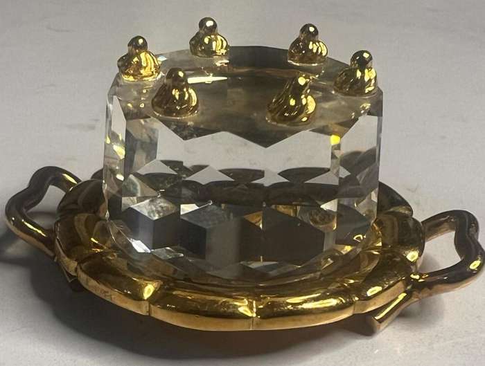 SWAROVSKI Crystal Memories Miniature Dollhouse Birthday Cake and Tray