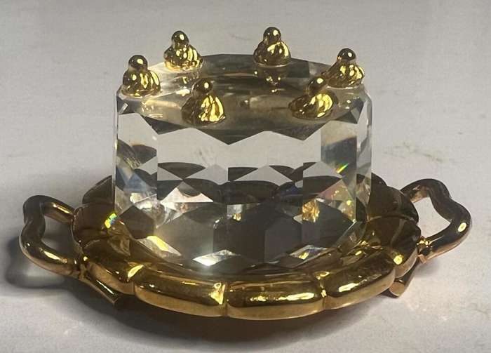SWAROVSKI Crystal Memories Miniature Dollhouse Birthday Cake and Tray