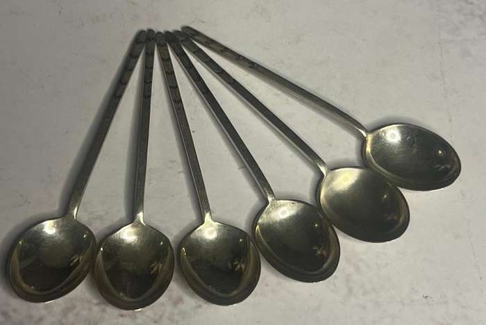 Walker And Hall Sheffield Sterling Silver Demitasse Tea Spoon Set Of 6