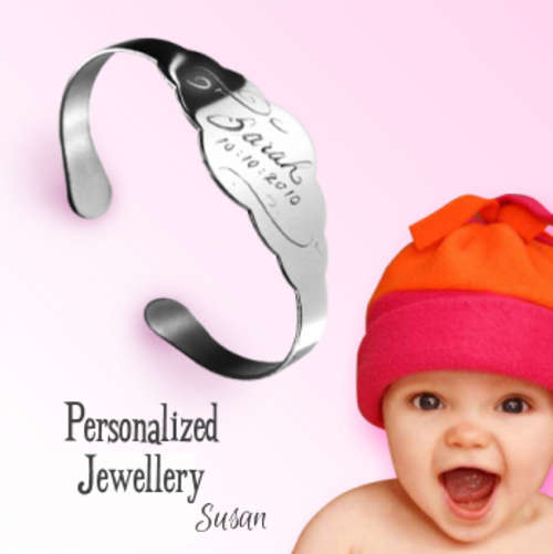 Personalized Baby Scalloped Cuff Bracelet