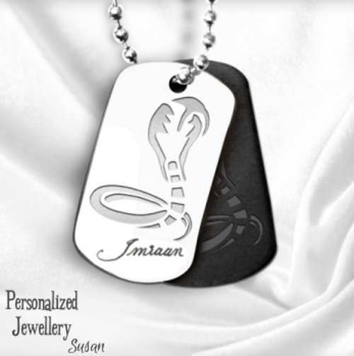 Personalized Stainless Steel Dog Tag with Plated Chain: Cobra