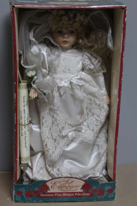 Genuine Fine Bisque Porcelain Bridal Doll c/w box and certificate