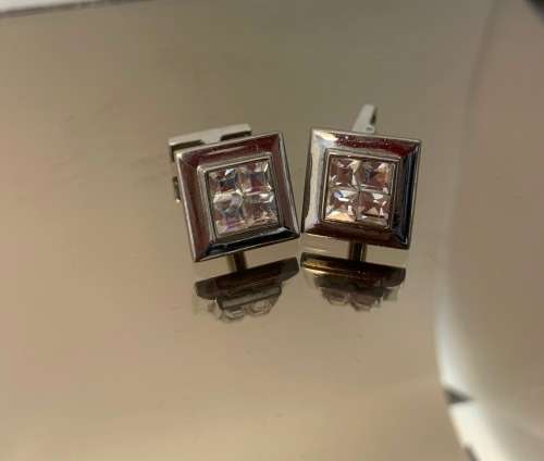 Stainless Steel Cufflinks with cubics