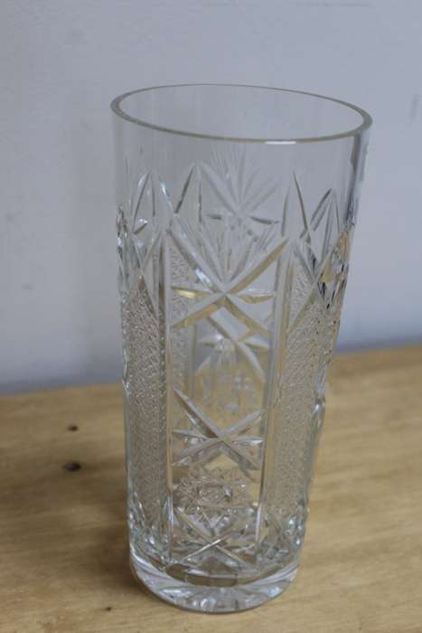2 x stunning carved Glass Vases