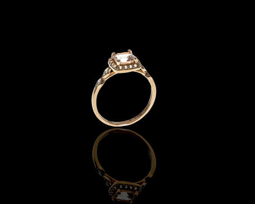 1.9 grams 9ct Rose Gold 045 Cushion Cut Morganite Halo Engagement Ring
