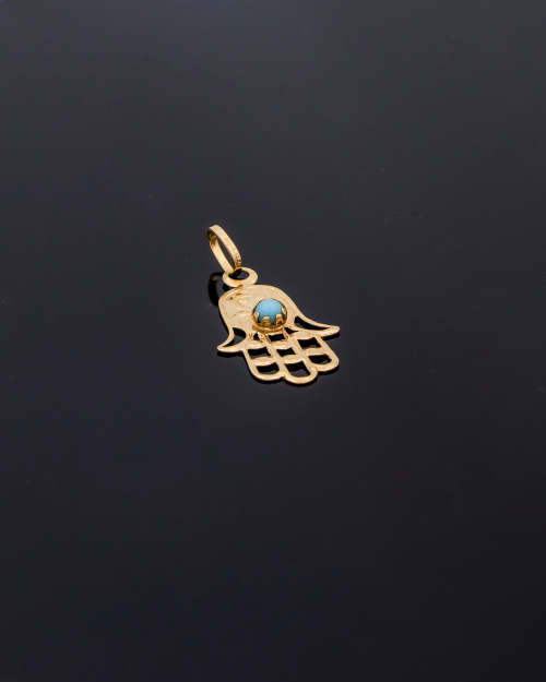 18ct (0.8 grams) Yellow gold Chamsa c/w semi precious stone