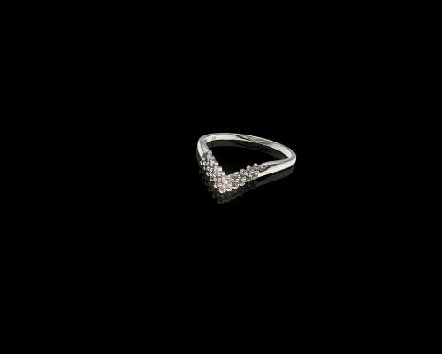 1.3 grams 9 carat White Gold Diamond Wishbone Ring