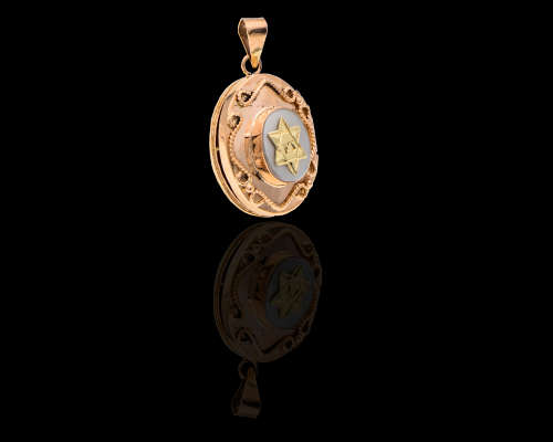 14ct (3,5 grams) Rose and Yellow Gold Star of David Locket