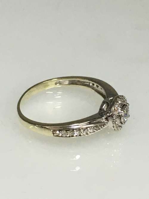 1.9 grams 9 carat White Gold Diamond Halo Engagement Ring