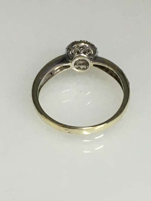 1.9 grams 9 carat White Gold Diamond Halo Engagement Ring
