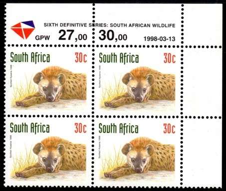 South Africa - 1998 Redrawn 6th Definitive 30c Control Block (1998.03.13) MNH