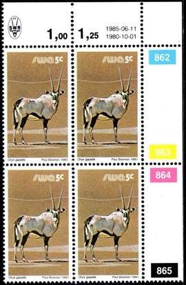 SWA - 1985 Definitive Wildlife 5c Reprint 1985.06.11 Control Block MNH