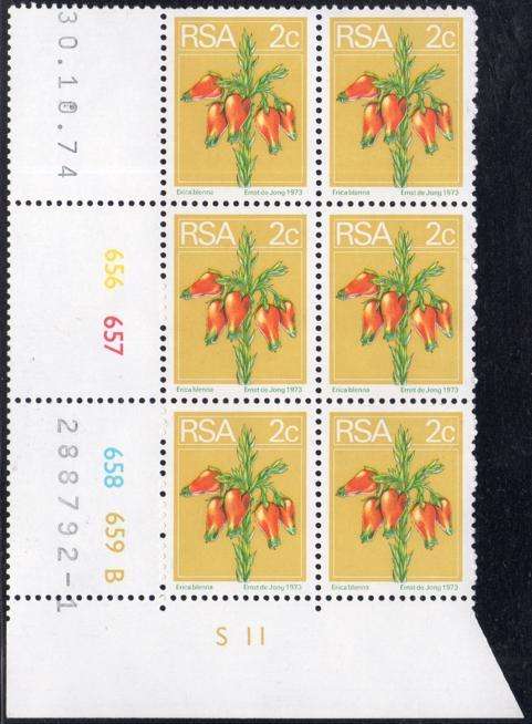South Africa - 1974 2nd Definitive 2c Control Block (1974.10.30) Pane B MNH SACC 360
