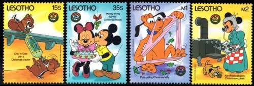 Lesotho - 1986 Christmas Disney Set & MS MNH SG 745-749