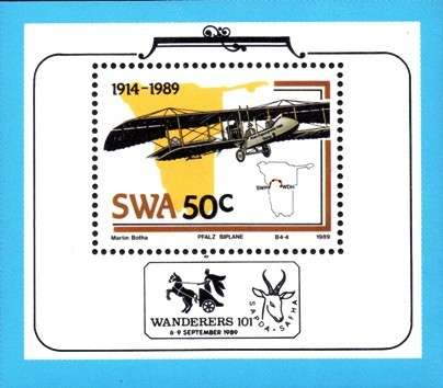SWA - 1989 75th Anniversary of Aviation in SWA Philatelic Foundation MS MNH SACC 525a