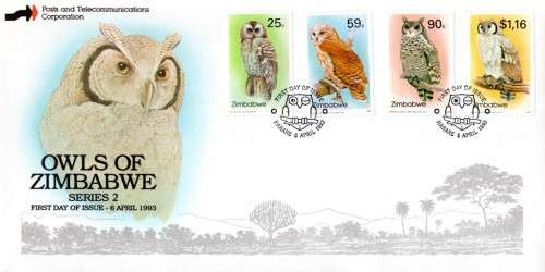 Zimbabwe - 1993 Owls FDC SG 850-853