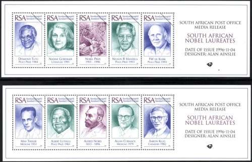 South Africa - 1996 SA Nobel Laureates Media Release MNH