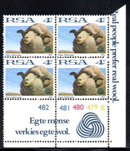 South Africa - 1972 Definitive 4c Control Block Pane B MNH SACC 322a