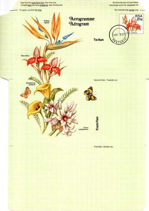 South Africa - 1990 Flowers 21c Aerogramme Cancelled