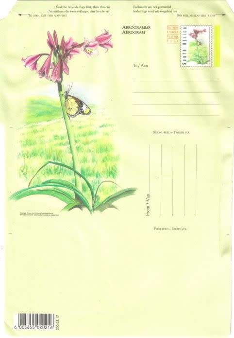 South Africa - 2000 Flowers Aerogramme Mint (2000.02.17)