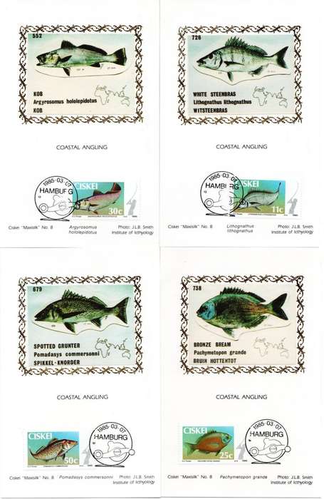 Ciskei - 1985 Coastal Angling Silk Maxi Card Set