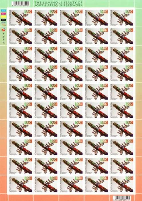 South Africa - 2013 8th Definitive Beadwork 50c Reprint Sheet (2013.08.14) MNH