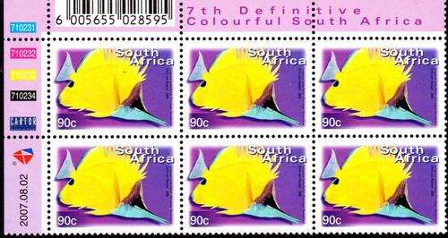 South Africa - 2007 7th Definitive 90c Reprint Control Block (2007.08.02) MNH