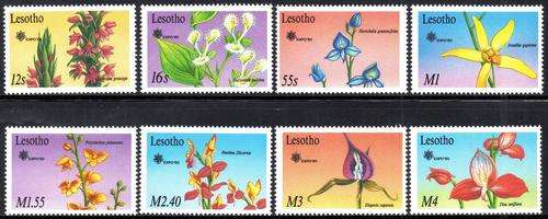 Lesotho - 1990 Garden Expo Orchids Set & MS MNH SG 958-966