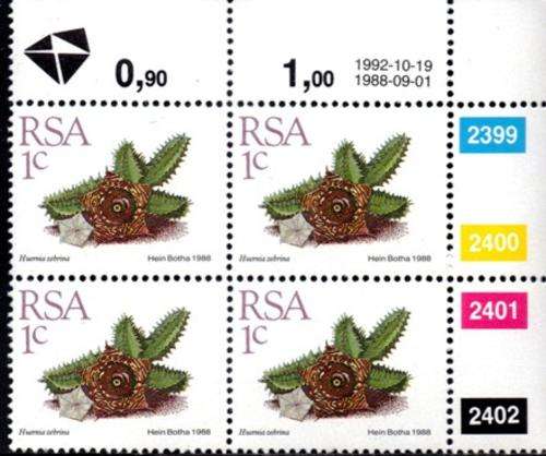 South Africa - 1992 Succulents 1c Reprint Control Block (1992.10.19) MNH SACC 668