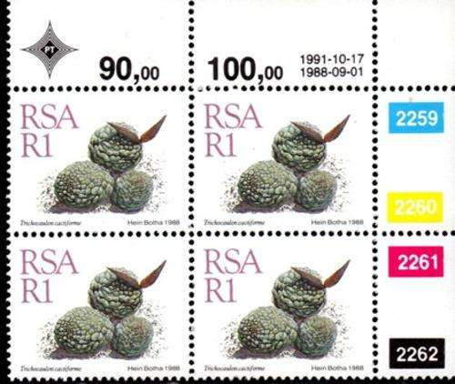 South Africa - 1991 Succulents R1 Reprint Control Block (1991.10.17) MNH SACC 681