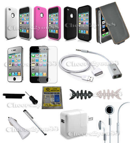 ULTIMATE 17 PIECE BUNDLE FOR APPLE IPHONE 4