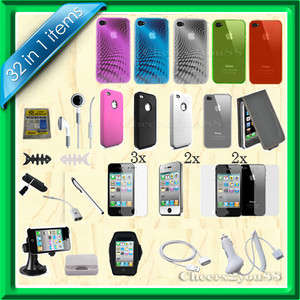 IPHONE 4 AMAZING 32 PC ALL INCLUSIVE ACC BUNDLE