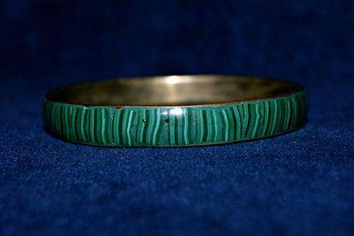 STUNNING VINTAGE MALACHITE AND BRASS BANGLE @@@ CRAZY R1 START