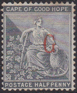 Griqualand West : 1877-8 SG4d : ½d Grey-Black  with o/p type 4 - VERY FINE MNG