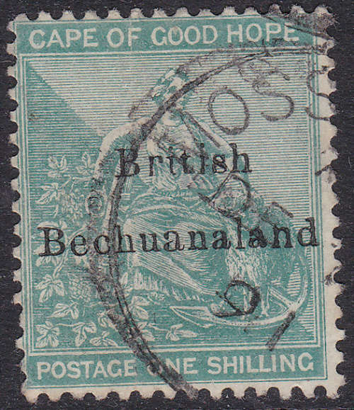 British Bechuanaland 1886 SACC8 1/- Green(WM ANCHOR) VFU CV R4000