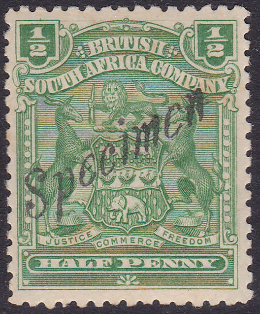 B.S.A.C/Rhodesia SG75s/SACC67s 1/2d DULL BLUISH GREEN SPECIMEN MM