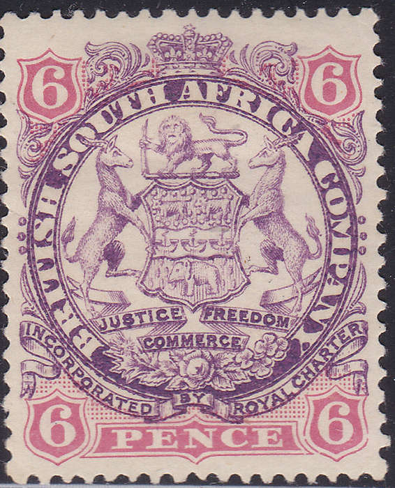 B.S.A.C/Rhodesia SG33 6d - Mauve & Pink -  MM CV £85